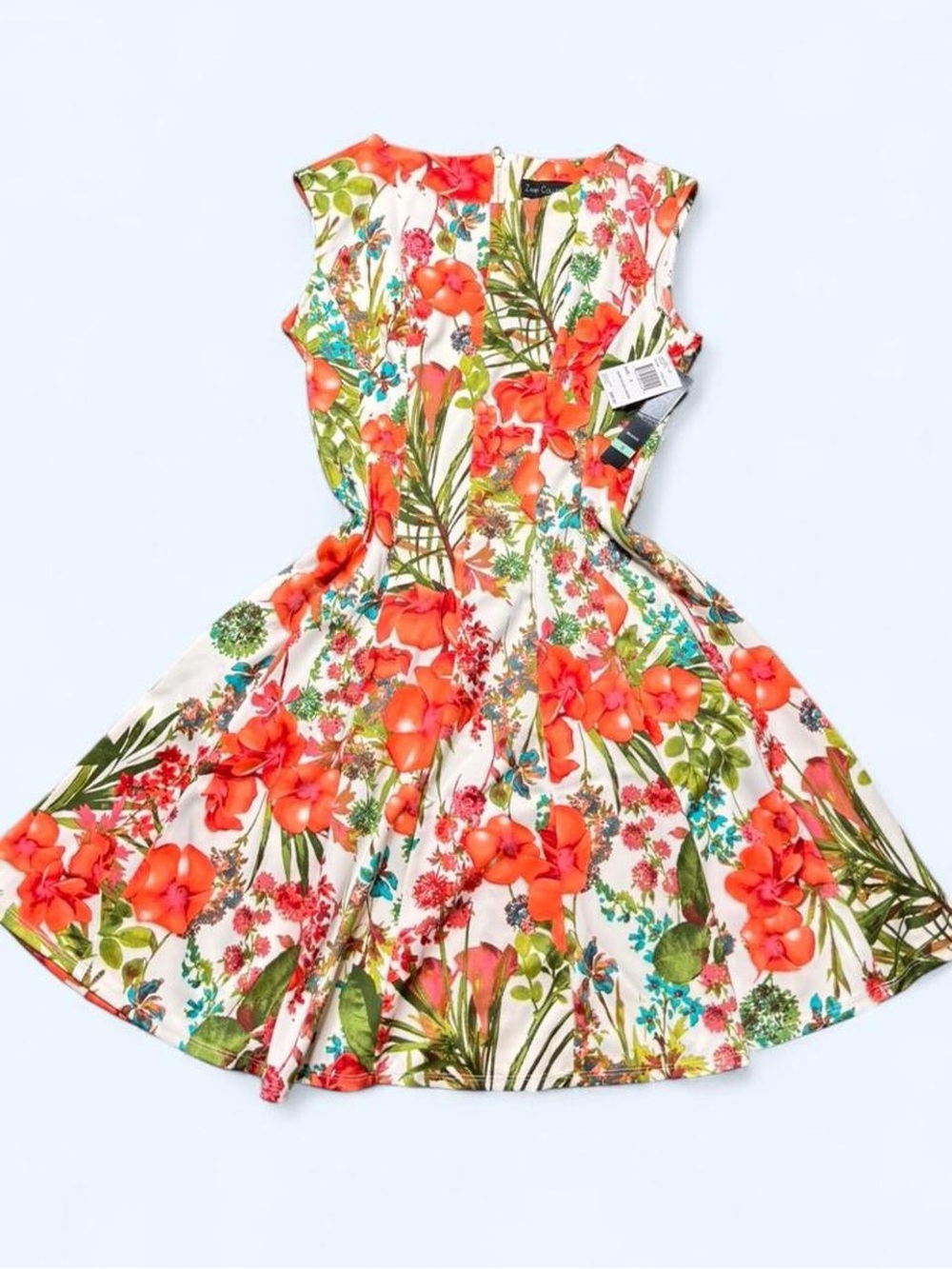 NWT Zarr Floral Coral Scuba Dress